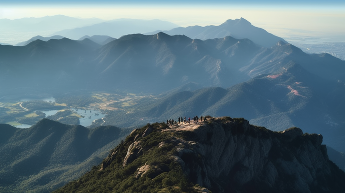 登山群山叠嶂风光摄影图 