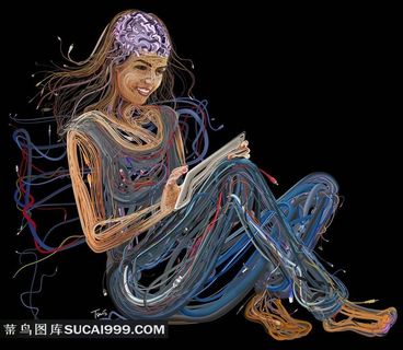 优美曲线数码勾画创意设计女孩