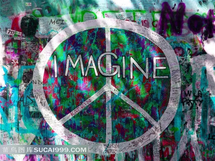 墙壁上的创意涂鸦绘画艺术摄影高清图片