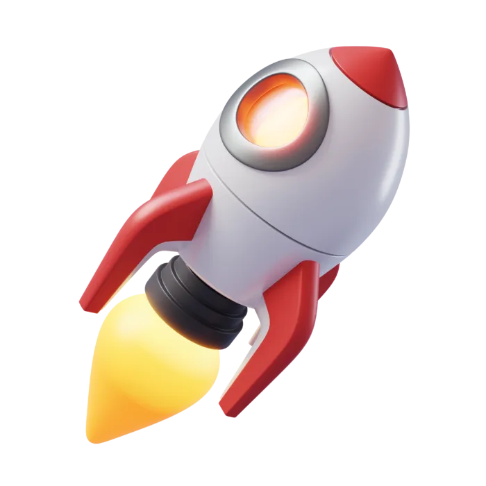 红色可爱3d立体加速飞行的小火箭