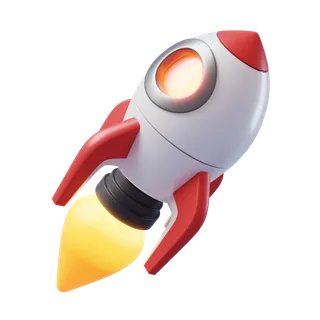 红色可爱3d立体加速飞行的小火箭