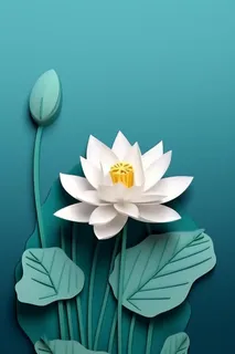 意境创意折叠莲花蓝色节气海报背景