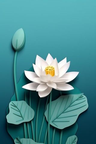 意境创意折叠莲花蓝色节气海报背景