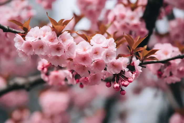 粉色重瓣樱花细节特写摄影图(4032x2688)