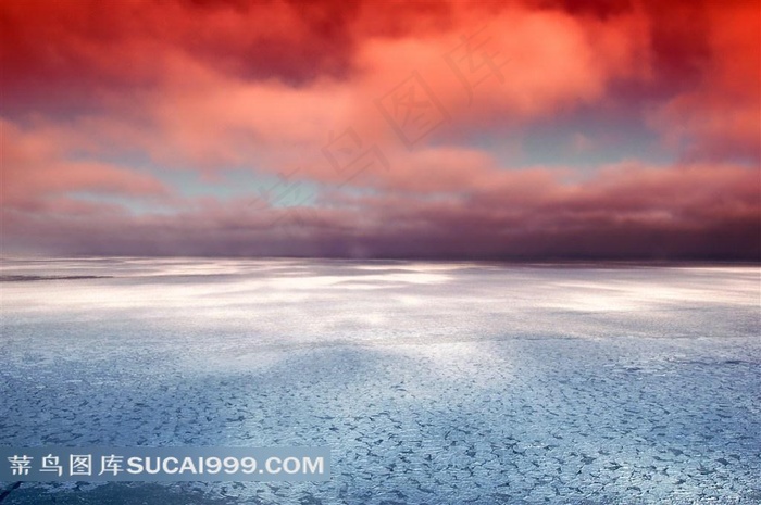 冬季黄昏海湾图片