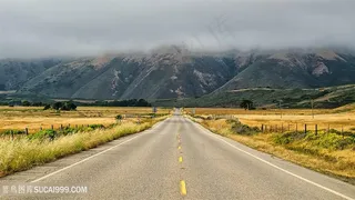 道路山脉风景画壁纸