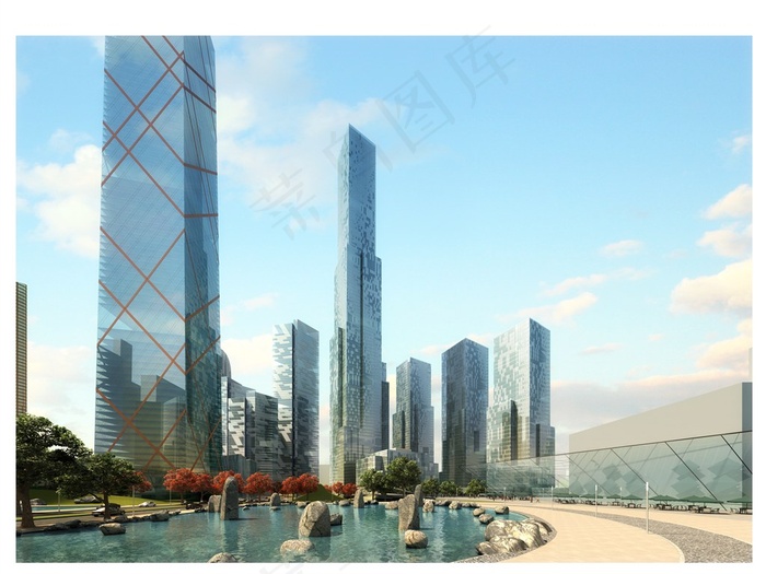 城市高层建筑分层效果图