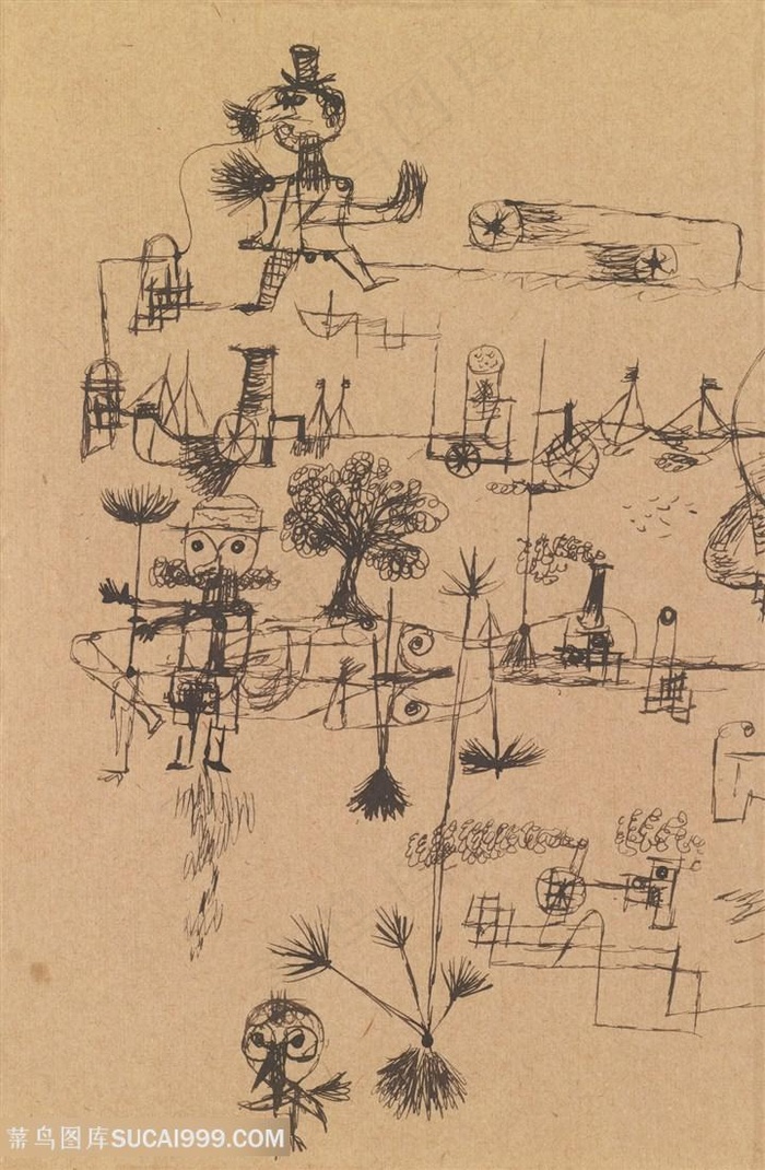保罗克利手绘素描人物风景画装饰画
