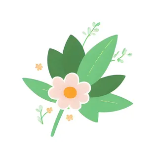 一朵花有绿叶环绕png免抠