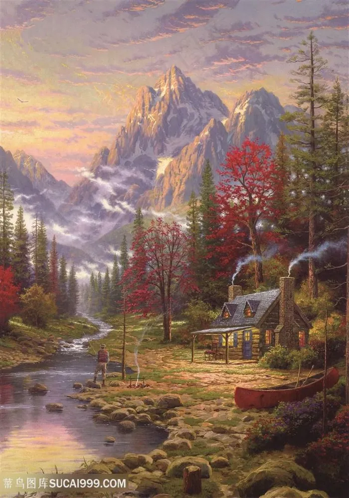 山脉溪流美景托马斯风景原版