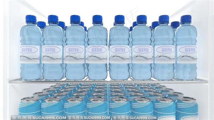 超市摆放的矿泉水