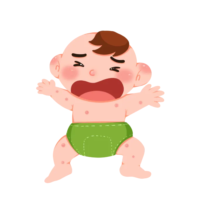 手绘小孩预防蚊虫叮咬元素插画