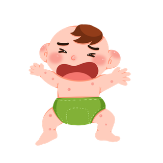 手绘小孩预防蚊虫叮咬元素插画