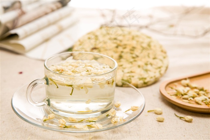 茉莉花茶饼花茶摄影