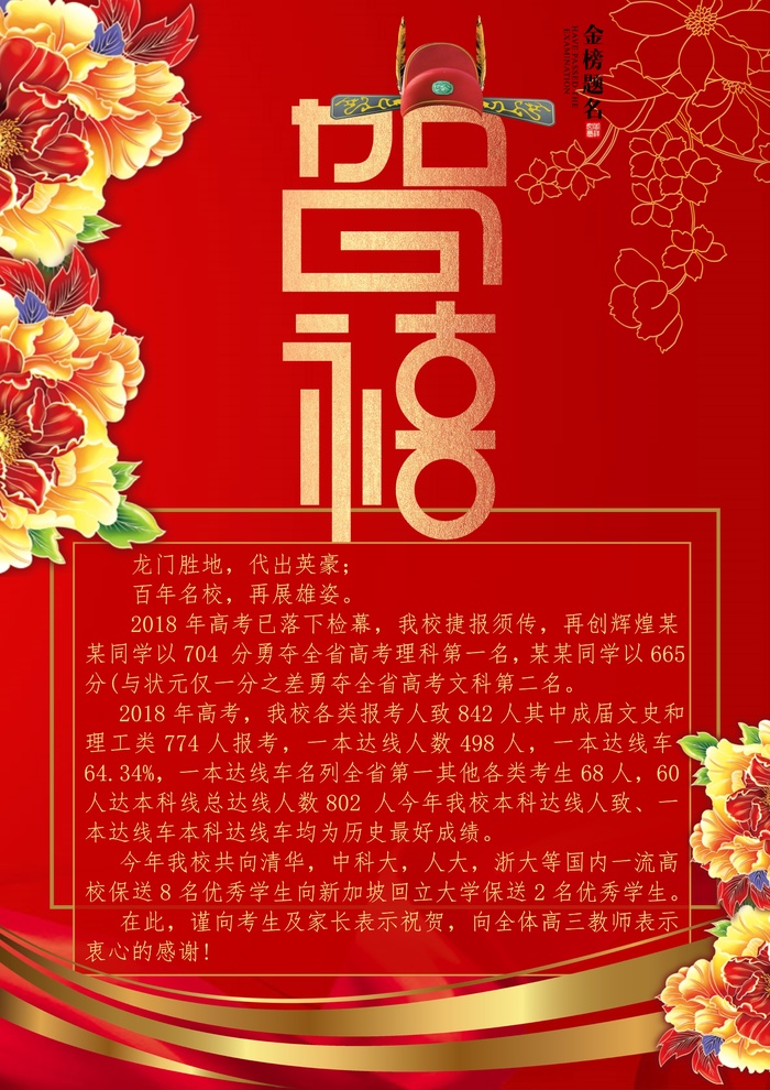 喜报战报海报贺喜金榜题名
