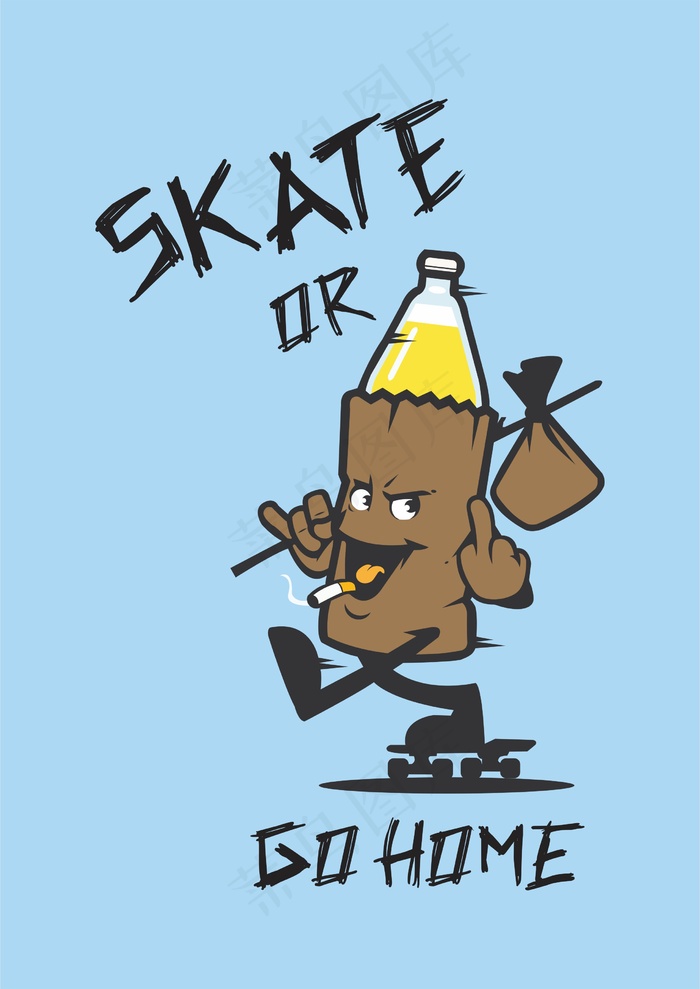 滑板DIY卡通 饮料回家