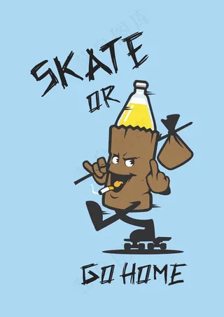 滑板DIY卡通 饮料回家