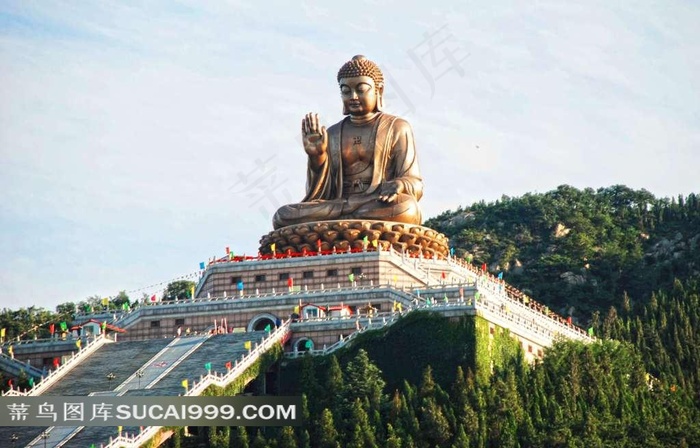 山东烟台南山大佛风景素材