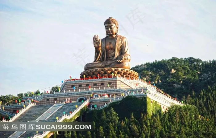 山东烟台南山大佛风景素材