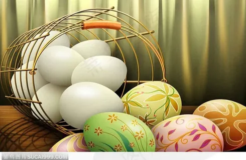 从篮子里倒出来的复活节彩蛋