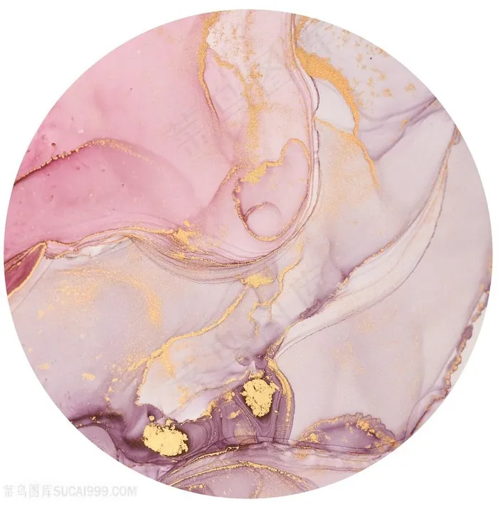 圆形可爱唯美金粉水彩晕染画芯背景图片