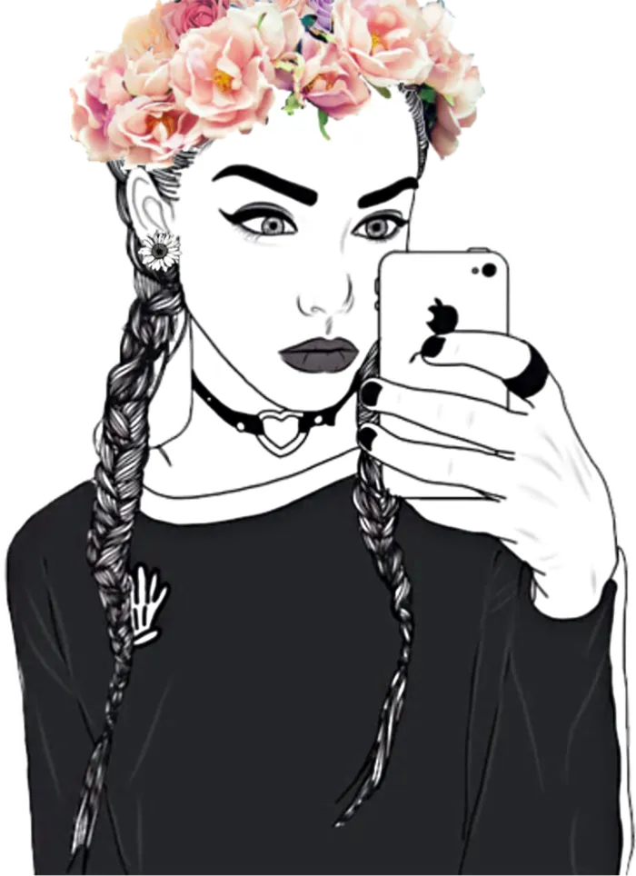 女士自拍卡通
