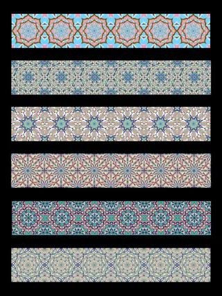 复古中式国潮风敦煌花纹装饰图案花卉藻井肌理圆形边框素材