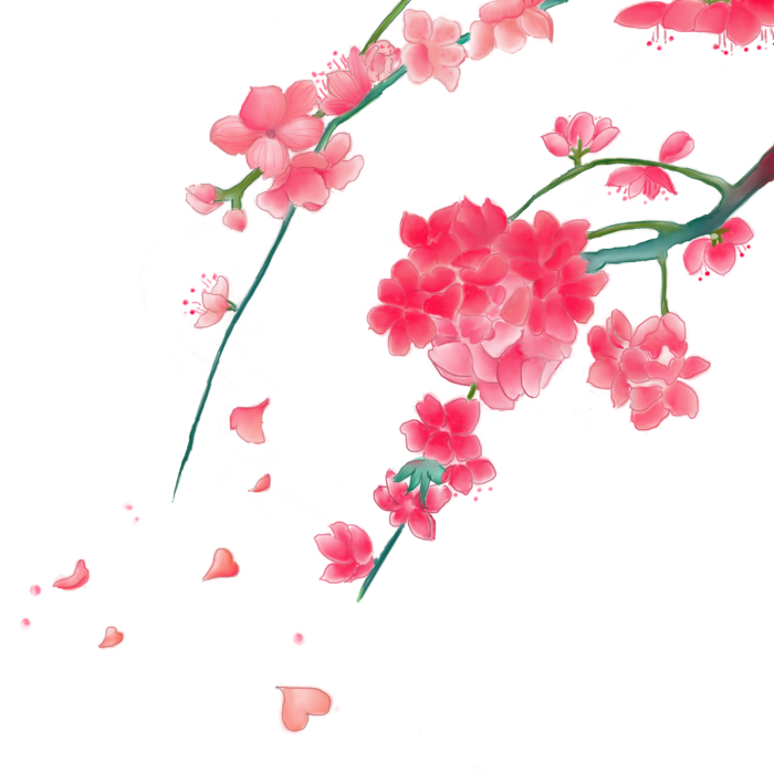 春天浪漫粉红色樱花手绘樱花梅花桃花花朵图片PNG免扣素材
