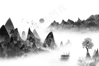 水墨山水素材  