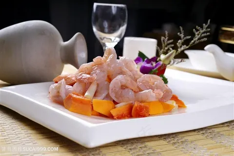 木瓜烩虾仁中华美食摄影图 木瓜烩虾仁中华美食摄影图
