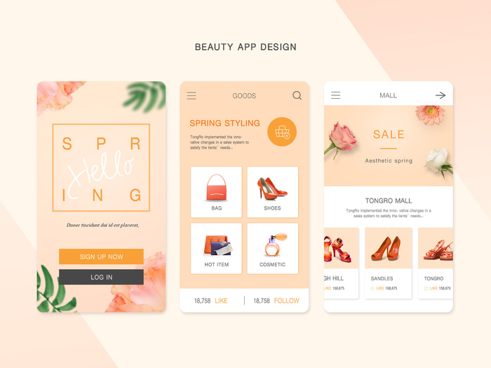 UI多页面包装展示手机APP交互界面样机长图概念PSD设计模板