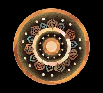 复古中式国潮风敦煌花纹装饰图案花卉藻井肌理圆形边框素材