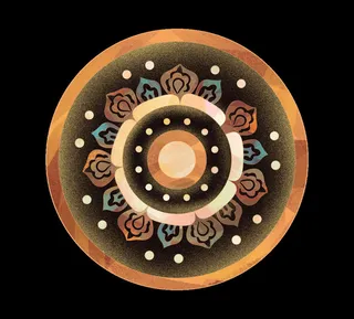 复古中式国潮风敦煌花纹装饰图案花卉藻井肌理圆形边框素材