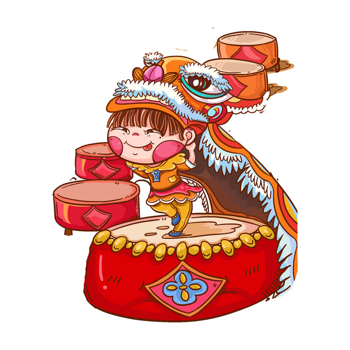 舞狮中秋节元素