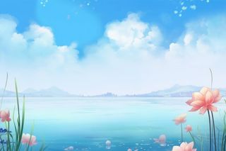 水墨大气国风荷花荷叶背景