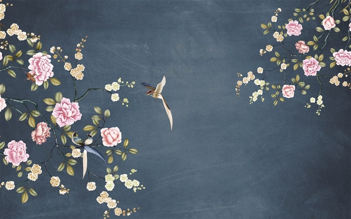 花鸟唯美兰花高清背景墙