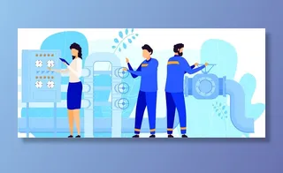 扁平化人物场景办公互联网等距ai矢量设计网页海报UI素材插画