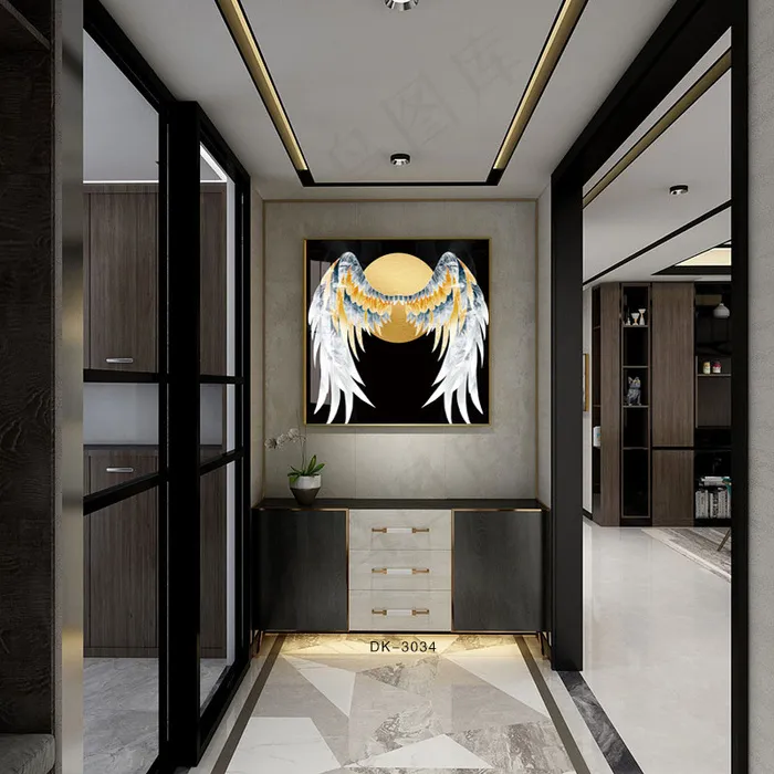 室内效果图玄关欧式室内摆设设计样板间效果背景场景图背景效果图