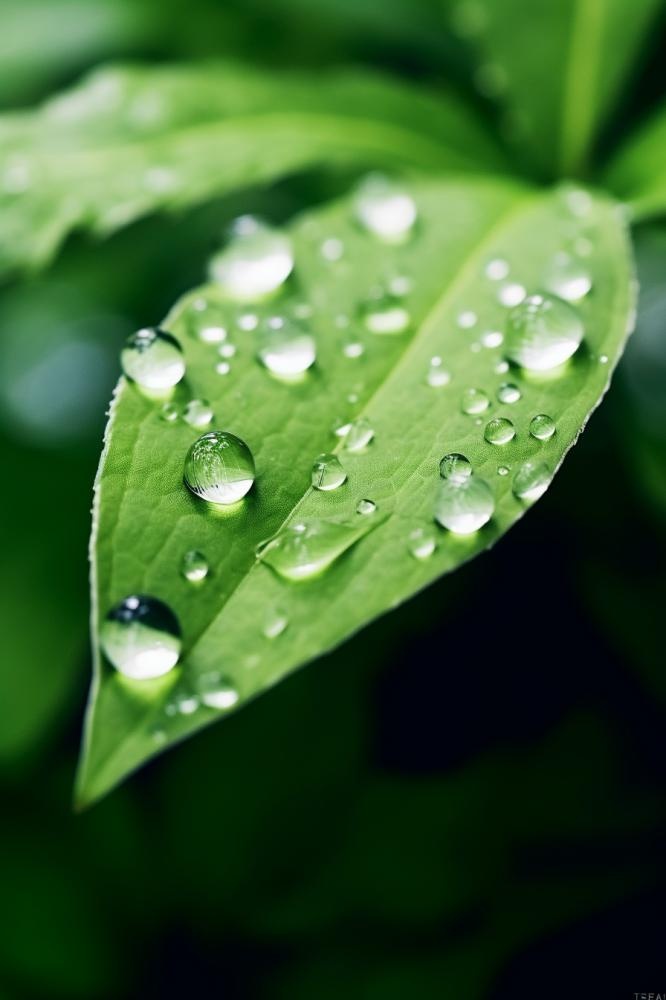 绿色清新水滴绿叶背景图