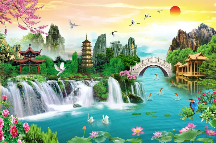 流水生财 高山流水景风景