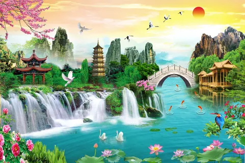 流水生财 高山流水景风景 流水生财 高山流水景风景