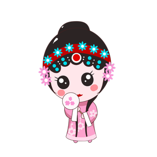 卡通京剧戏剧人物脸谱插画PNG图片 国潮中国风Q版戏剧人物PS素材