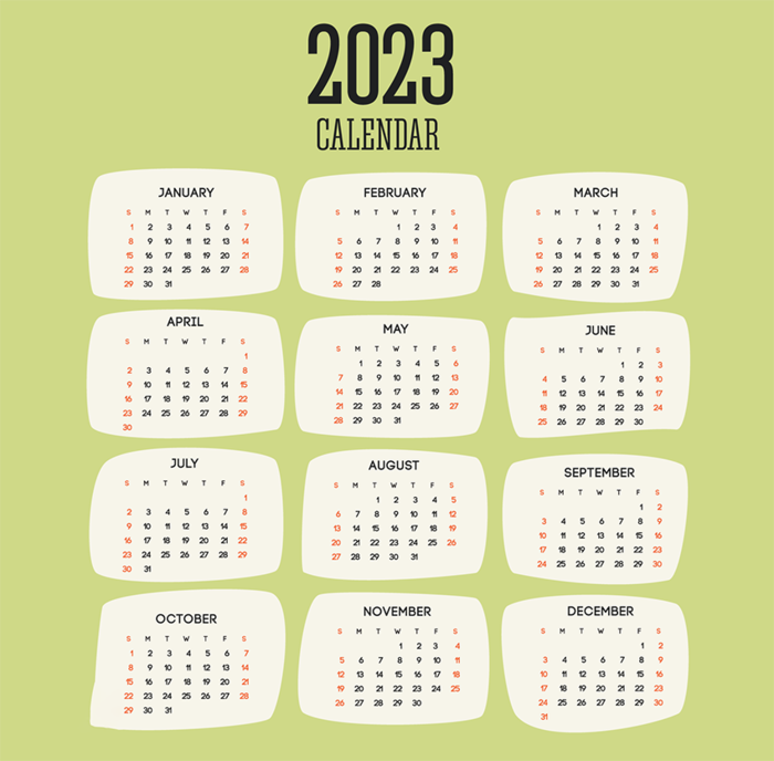2023日历 2023年挂历 兔年日历 ai矢量模版下载