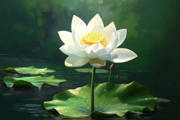 绿色简约荷花摄影背景图(1344x896)