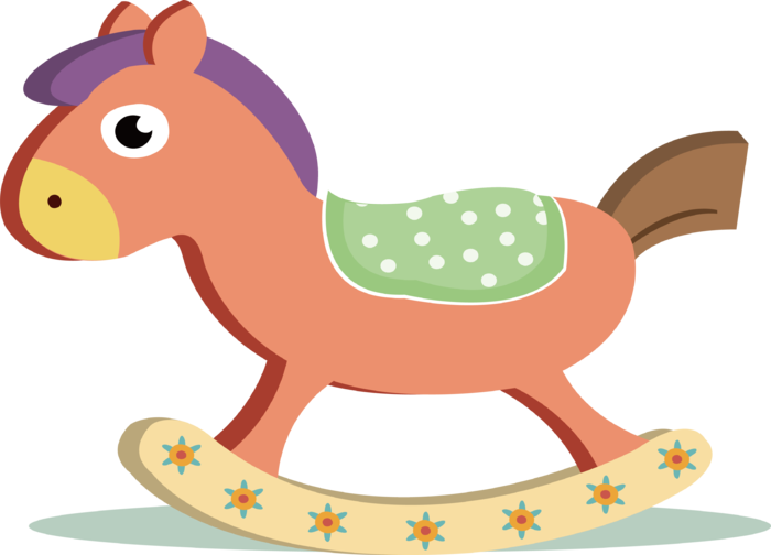 木马玩具剪贴画儿童节幼儿园卡通插画