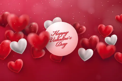 2.14情人节3D立体爱心主题背景矢量素材