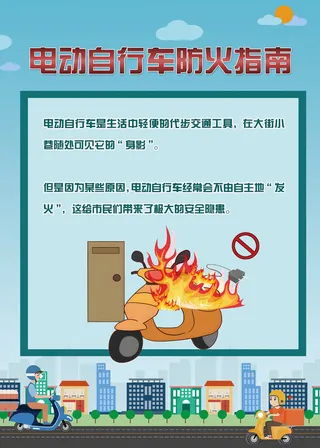 电动自行车防火指南海报