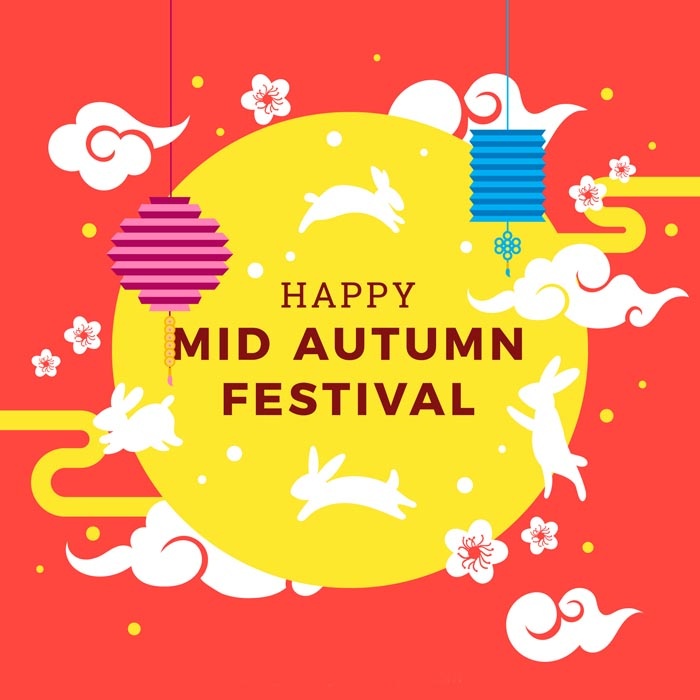 中秋快乐灯笼红色背景