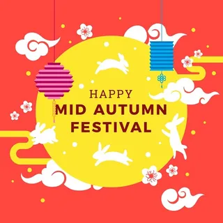 中秋快乐灯笼红色背景