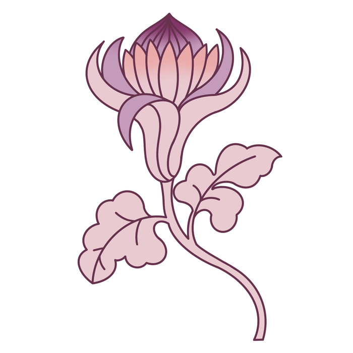 复古中国风国潮敦煌花纹花草插画手绘装饰小元素PSD素材